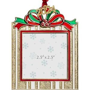 🆕Christmas Tree Ornament Picture Frame Holiday Keepsake Home Decor Pendant Gift